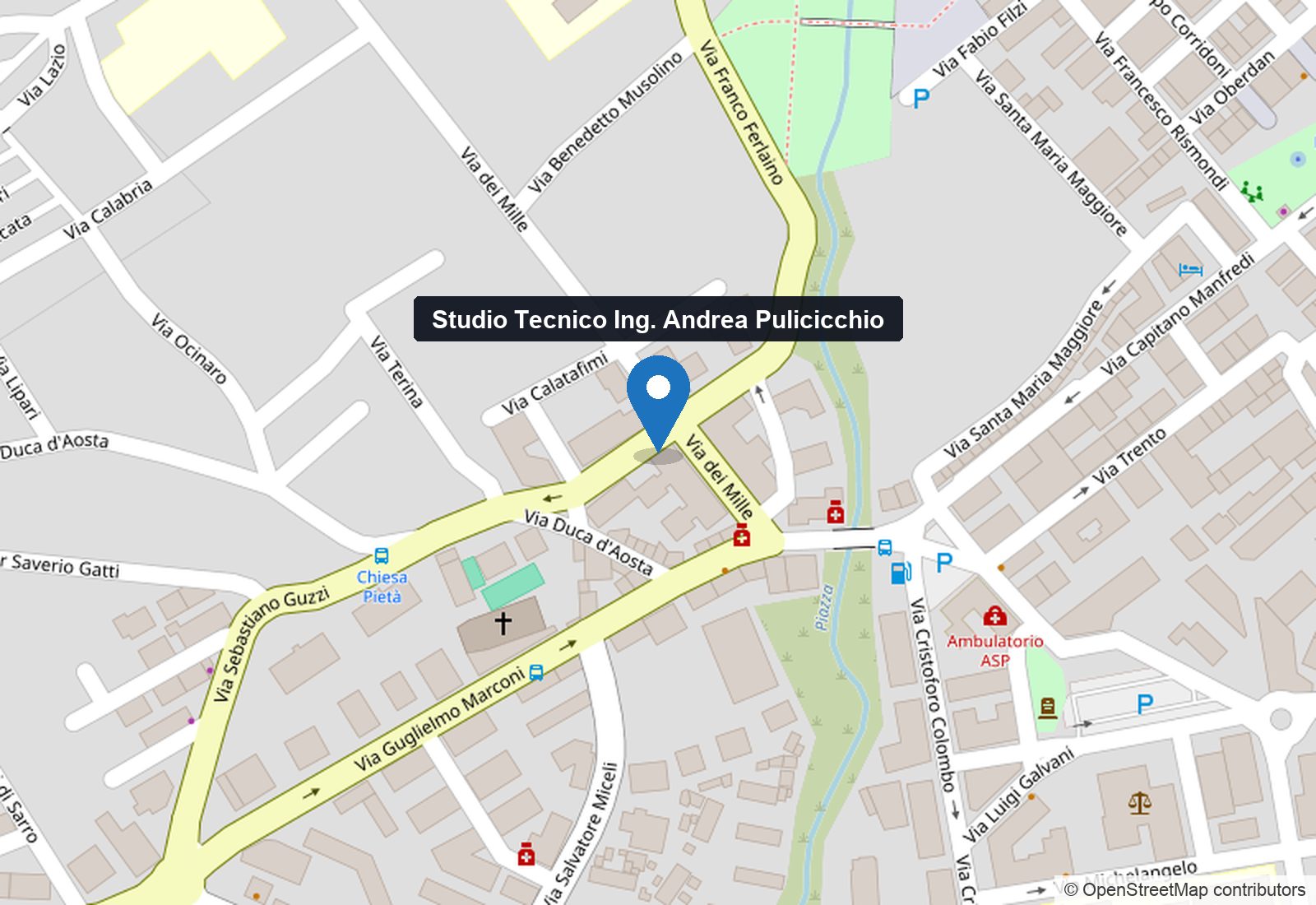 Mappa: Studio Tecnico Ing. Andrea Pulicicchio, Via dei Mille 35, Lamezia Terme